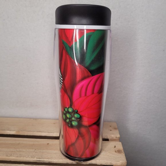 Starbucks Christmas Poinsettia Tumbler 16oz Travel Coffee Mug - Picture 2 of 7